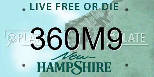 360M9 New Hampshire License Plate