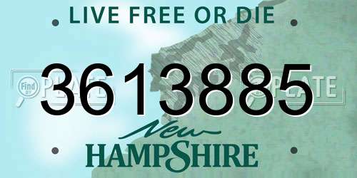 3613885 New Hampshire License Plate