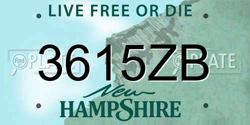 3615ZB New Hampshire License Plate