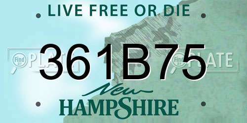 361B75 New Hampshire License Plate