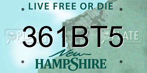 361BT5 New Hampshire License Plate