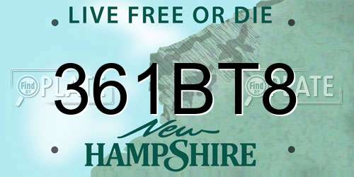 361BT8 New Hampshire License Plate