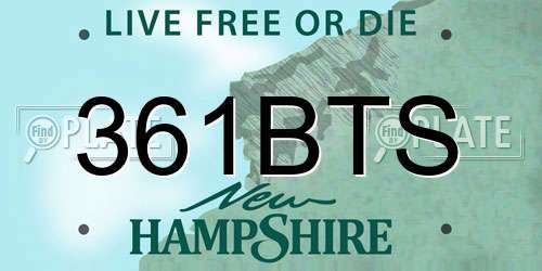 361BTS New Hampshire License Plate