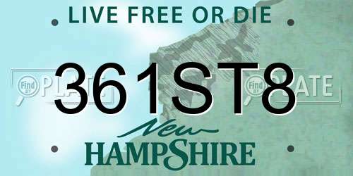 361ST8 New Hampshire License Plate