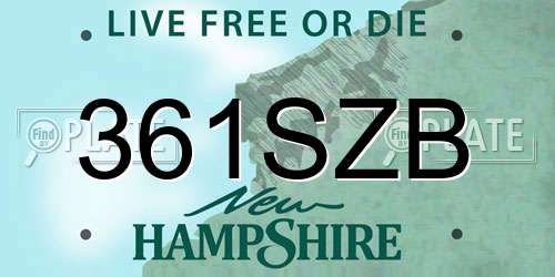 361SZB New Hampshire License Plate