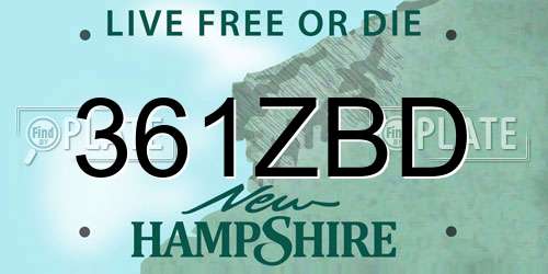 361ZBD New Hampshire License Plate