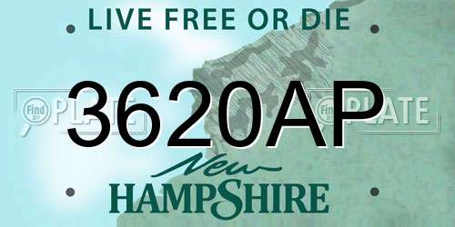3620AP New Hampshire License Plate