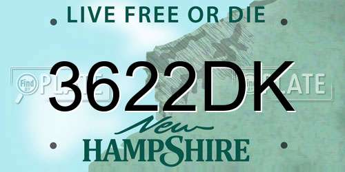 3622DK New Hampshire License Plate