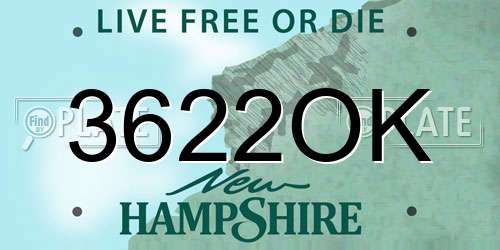 3622OK New Hampshire License Plate