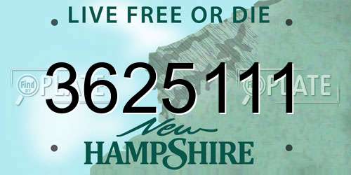 3625111 New Hampshire License Plate