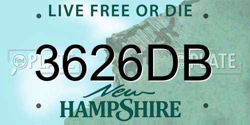 3626DB New Hampshire License Plate