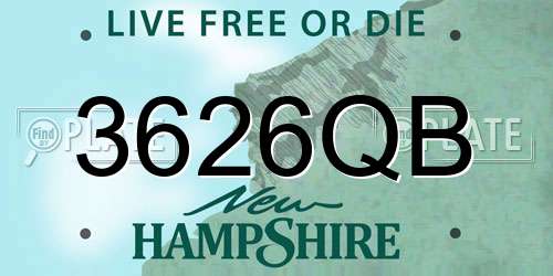 3626QB New Hampshire License Plate