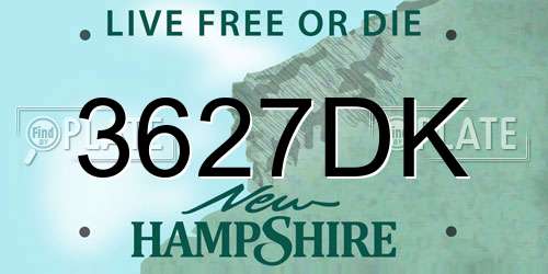 3627DK New Hampshire License Plate