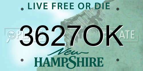 3627OK New Hampshire License Plate
