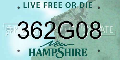 362G08 New Hampshire License Plate