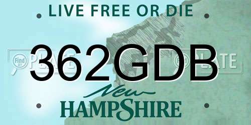 362GDB New Hampshire License Plate