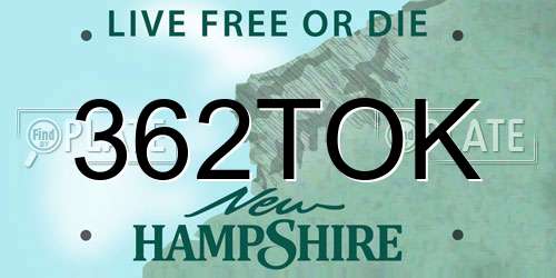 362TOK New Hampshire License Plate