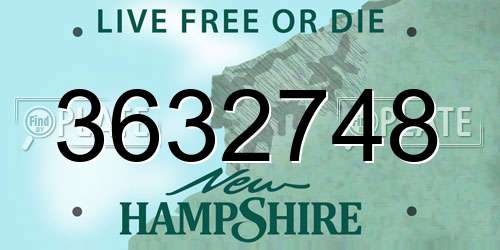 3632748 New Hampshire License Plate
