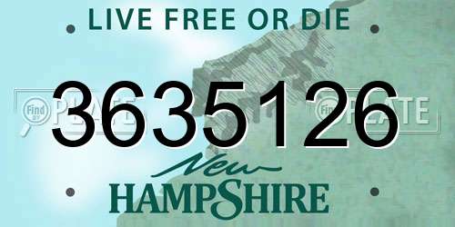 3635126 New Hampshire License Plate