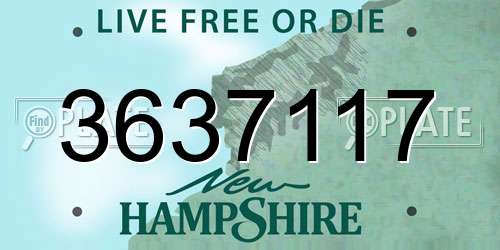 3637117 New Hampshire License Plate