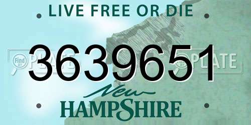 3639651 New Hampshire License Plate