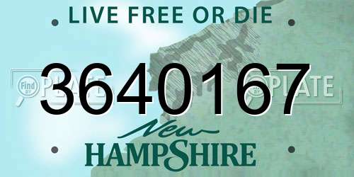 3640167 New Hampshire License Plate