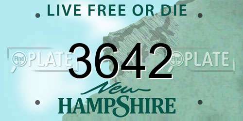 3642 New Hampshire License Plate
