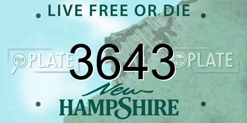 3643 New Hampshire License Plate