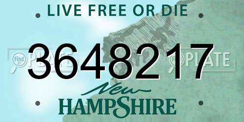 3648217 New Hampshire License Plate
