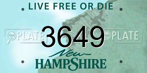 3649 New Hampshire License Plate