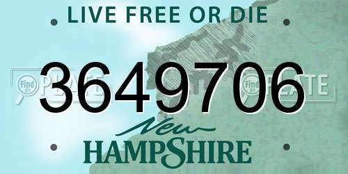 3649706 New Hampshire License Plate