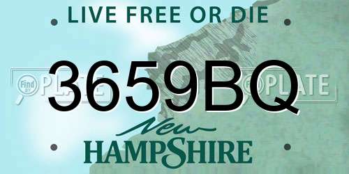 3659BQ New Hampshire License Plate