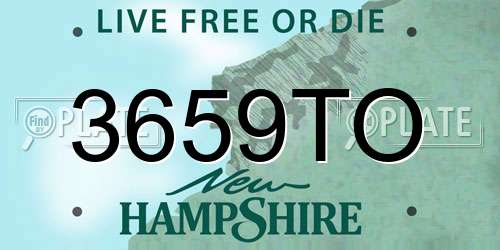 3659TO New Hampshire License Plate