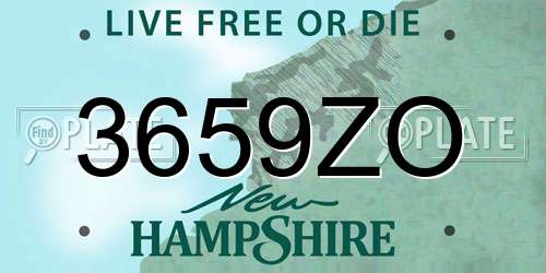 3659ZO New Hampshire License Plate