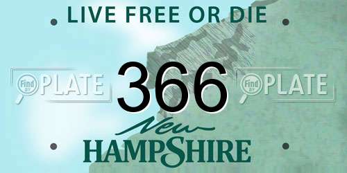 366 New Hampshire License Plate