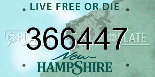 366447 New Hampshire License Plate