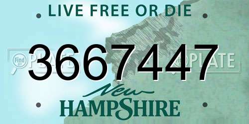 3667447 New Hampshire License Plate