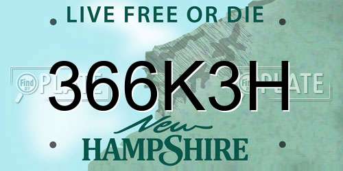366K3H New Hampshire License Plate