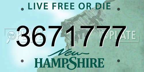3671777 New Hampshire License Plate