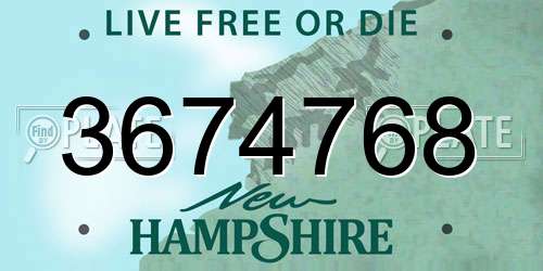 3674768 New Hampshire License Plate