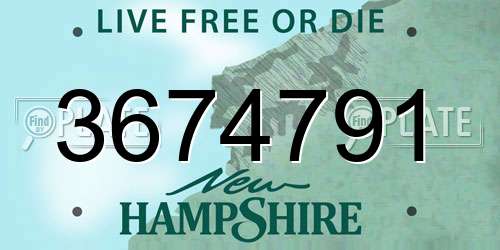3674791 New Hampshire License Plate