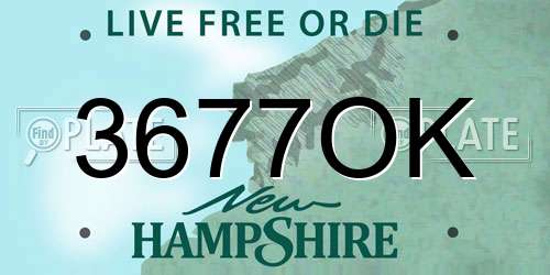 3677OK New Hampshire License Plate