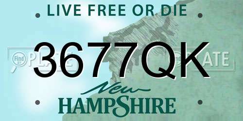 3677QK New Hampshire License Plate