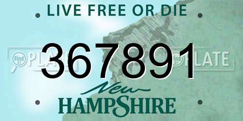 367891 New Hampshire License Plate