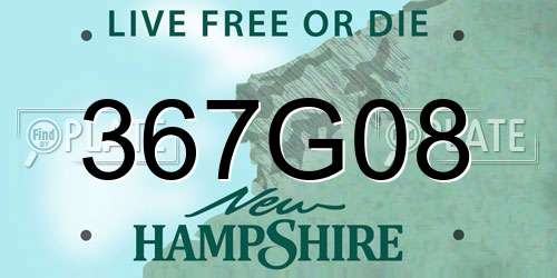 367G08 New Hampshire License Plate