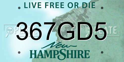 367GD5 New Hampshire License Plate