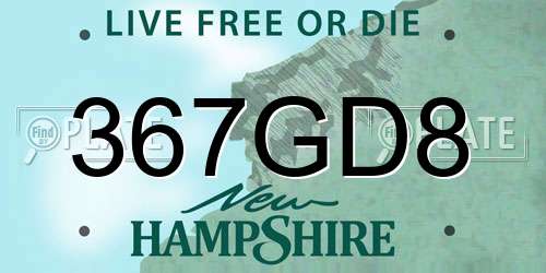 367GD8 New Hampshire License Plate