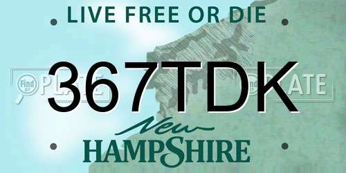 367TDK New Hampshire License Plate