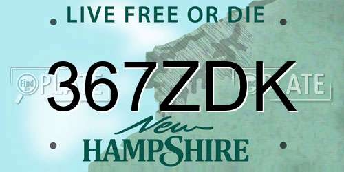 367ZDK New Hampshire License Plate