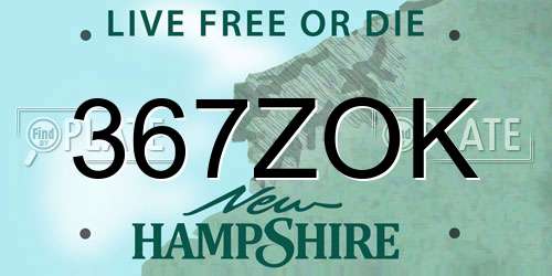 367ZOK New Hampshire License Plate